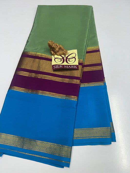 PURE MYSORE CREPE SILK WITH EMBROIDERY SAREE WITH BLOUSE PIECE - SK-486-PMCSWESWBP