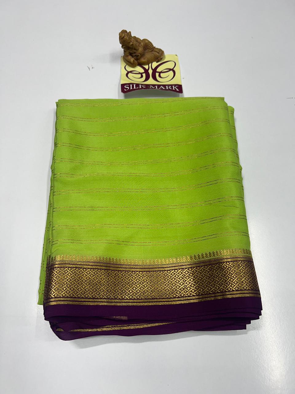PURE MYSORE CREPE SILK WITH EMBROIDERY SAREE WITH BLOUSE PIECE - SK-489-PMCSWESWBP
