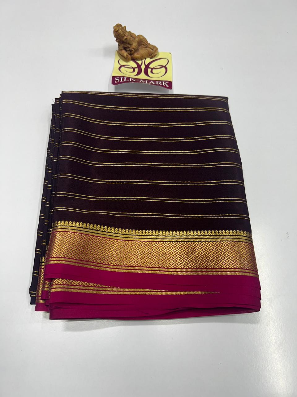 PURE MYSORE CREPE SILK WITH EMBROIDERY SAREE WITH BLOUSE PIECE - SK-491-PMCSWESWBP