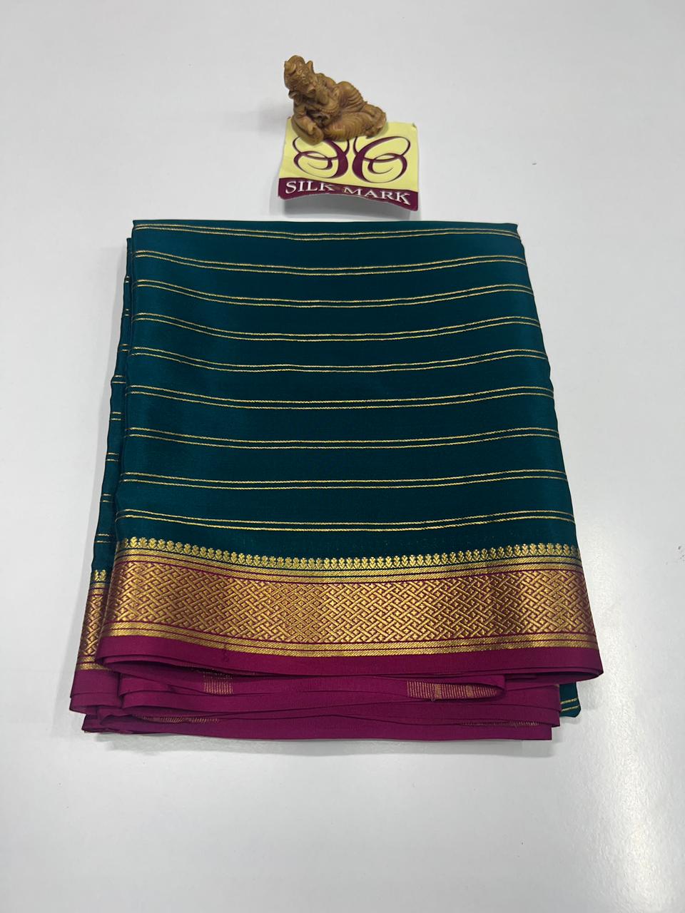 PURE MYSORE CREPE SILK WITH EMBROIDERY SAREE WITH BLOUSE PIECE - SK-495-PMCSWESWBP