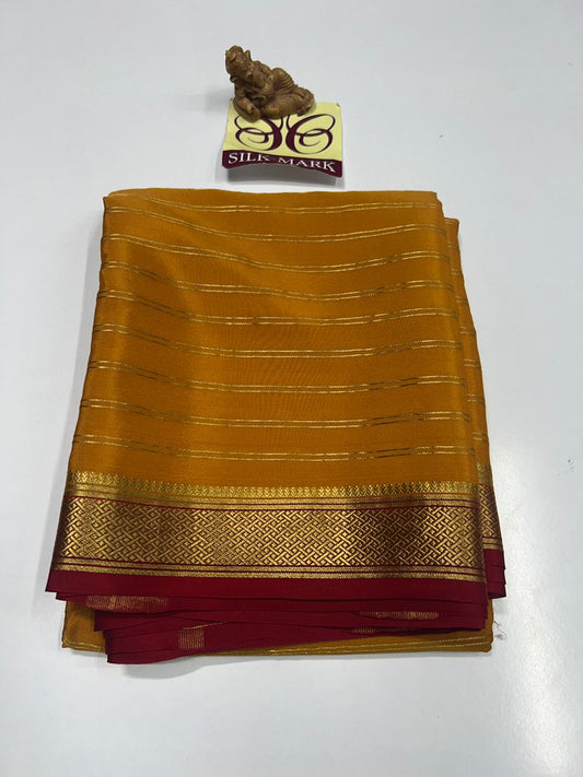 PURE MYSORE CREPE SILK WITH EMBROIDERY SAREE WITH BLOUSE PIECE - SK-501-PMCSWESWBP