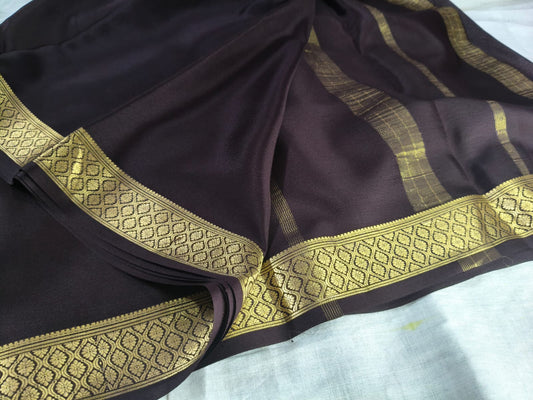 LIGHT WEIGHT CONTRAST PALLU AND CONTRAST BLOUSE PURE MYSORECREPE SILK SAREES - SK-432-LWCPACBPMSS