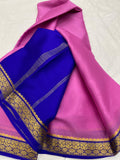 LIGHT WEIGHT CONTRAST PALLU AND CONTRAST BLOUSE PURE MYSORECREPE SILK SAREES - SK-441-LWCPACBPMSS