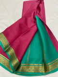 LIGHT WEIGHT CONTRAST PALLU AND CONTRAST BLOUSE PURE MYSORECREPE SILK SAREES - SK-450-LWCPACBPMSS
