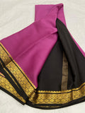 LIGHT WEIGHT CONTRAST PALLU AND CONTRAST BLOUSE PURE MYSORECREPE SILK SAREES - SK-443-LWCPACBPMSS
