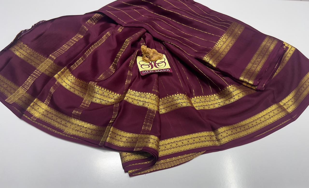 PURE MYSORE CREPE SILK SAREES WITH BLOUSE PIECE SILK MARK CERTIFIED 75 GSM THICKNESS - SK-485-PMCSSWBPSMC7GT