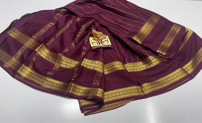 PURE MYSORE CREPE SILK SAREES WITH BLOUSE PIECE SILK MARK CERTIFIED 75 GSM THICKNESS - SK-485-PMCSSWBPSMC7GT