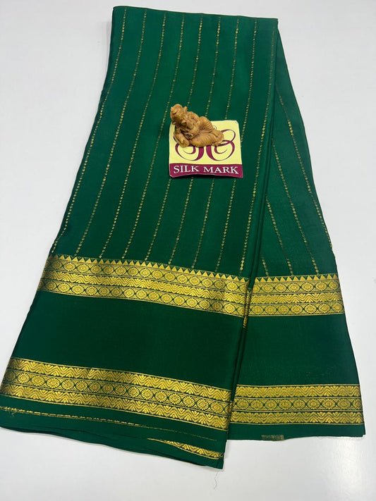 PURE MYSORE CREPE SILK SAREES WITH BLOUSE PIECE SILK MARK CERTIFIED 75 GSM THICKNESS - SK-490-PMCSSWBPSMC7GT