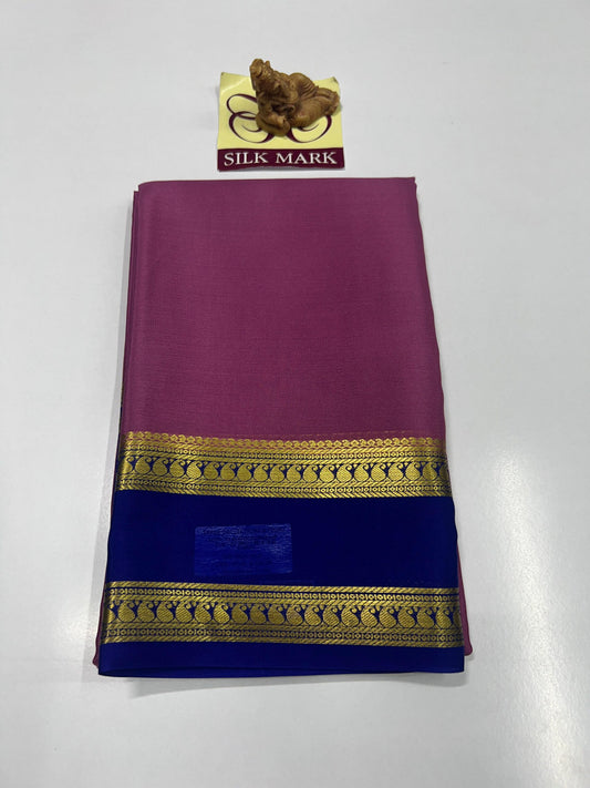 PURE MYSORE CREPE SILK SAREES WITH BLOUSE PIECE SILK MARK CERTIFIED 75 GSM THICKNESS - SK-502-PMCSSWBPSMC7GT