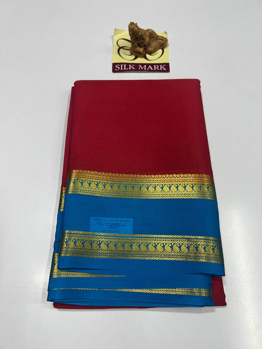 PURE MYSORE CREPE SILK SAREES WITH BLOUSE PIECE SILK MARK CERTIFIED 75 GSM THICKNESS - SK-516-PMCSSWBPSMC7GT