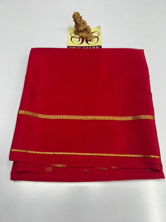 PURE ZARI MYSORE CREPE SILK SAREES WITH BLOUSE PIECE - SK-519-PZMCSSWBP