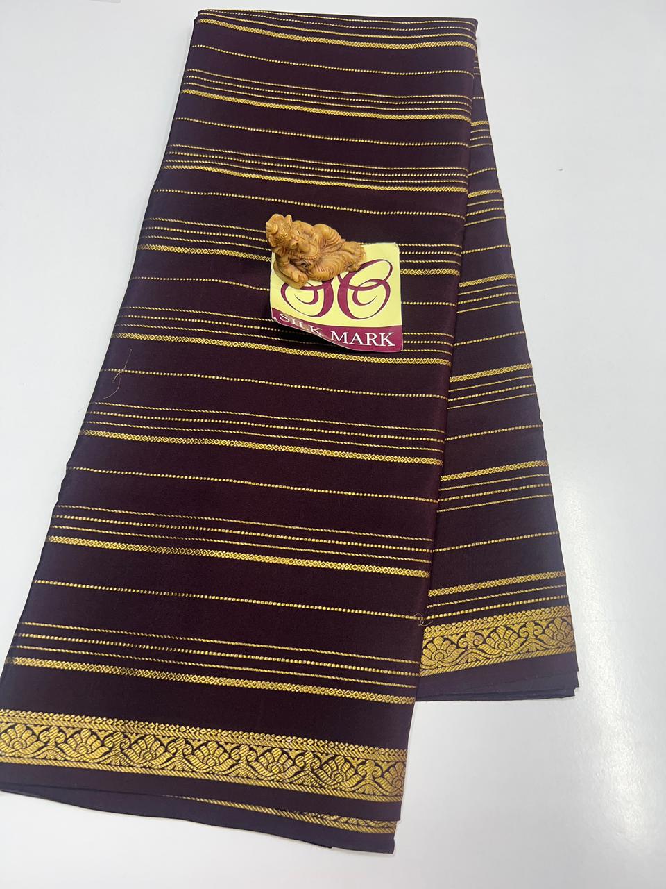 PURE ZARI MYSORE CREPE SILK SAREES WITH BLOUSE PIECE - SK-526-PZMCSSWBP