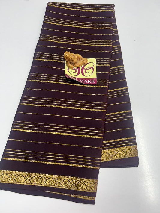 PURE ZARI MYSORE CREPE SILK SAREES WITH BLOUSE PIECE - SK-526-PZMCSSWBP