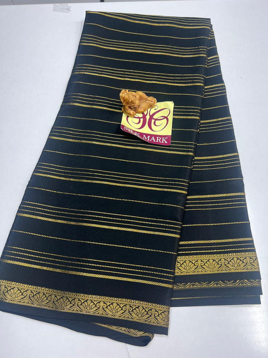 PURE ZARI MYSORE CREPE SILK SAREES WITH BLOUSE PIECE - SK-528-PZMCSSWBP