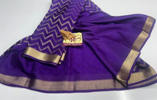 PURE MYSORE CREPE SILK SAREES WITH BLOUSE PIECE SILK MARK CERTIFIED 75 GSM THICKNESS - SK-523-PMCSSWBPSMC7GT