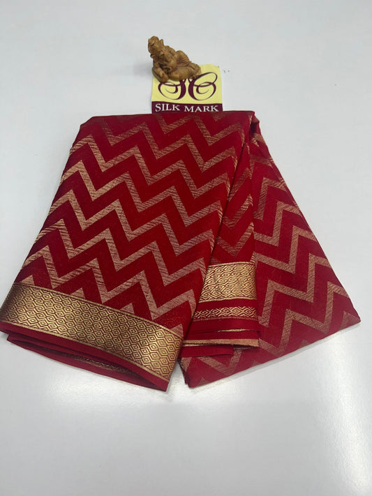 PURE MYSORE CREPE SILK SAREES WITH BLOUSE PIECE SILK MARK CERTIFIED 75 GSM THICKNESS - SK-540-PMCSSWBPSMC7GT
