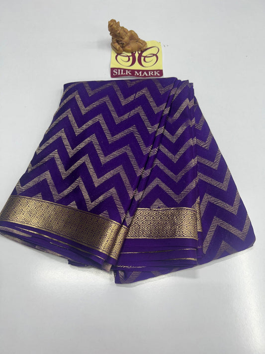 PURE MYSORE CREPE SILK SAREES WITH BLOUSE PIECE SILK MARK CERTIFIED 75 GSM THICKNESS - SK-542-PMCSSWBPSMC7GT