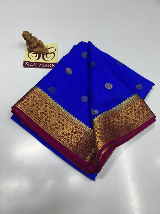 PURE MYSORE CREPE SILK WITH EMBROIDERY SAREE WITH BLOUSE PIECE - SK-533-PMCSWESWBP
