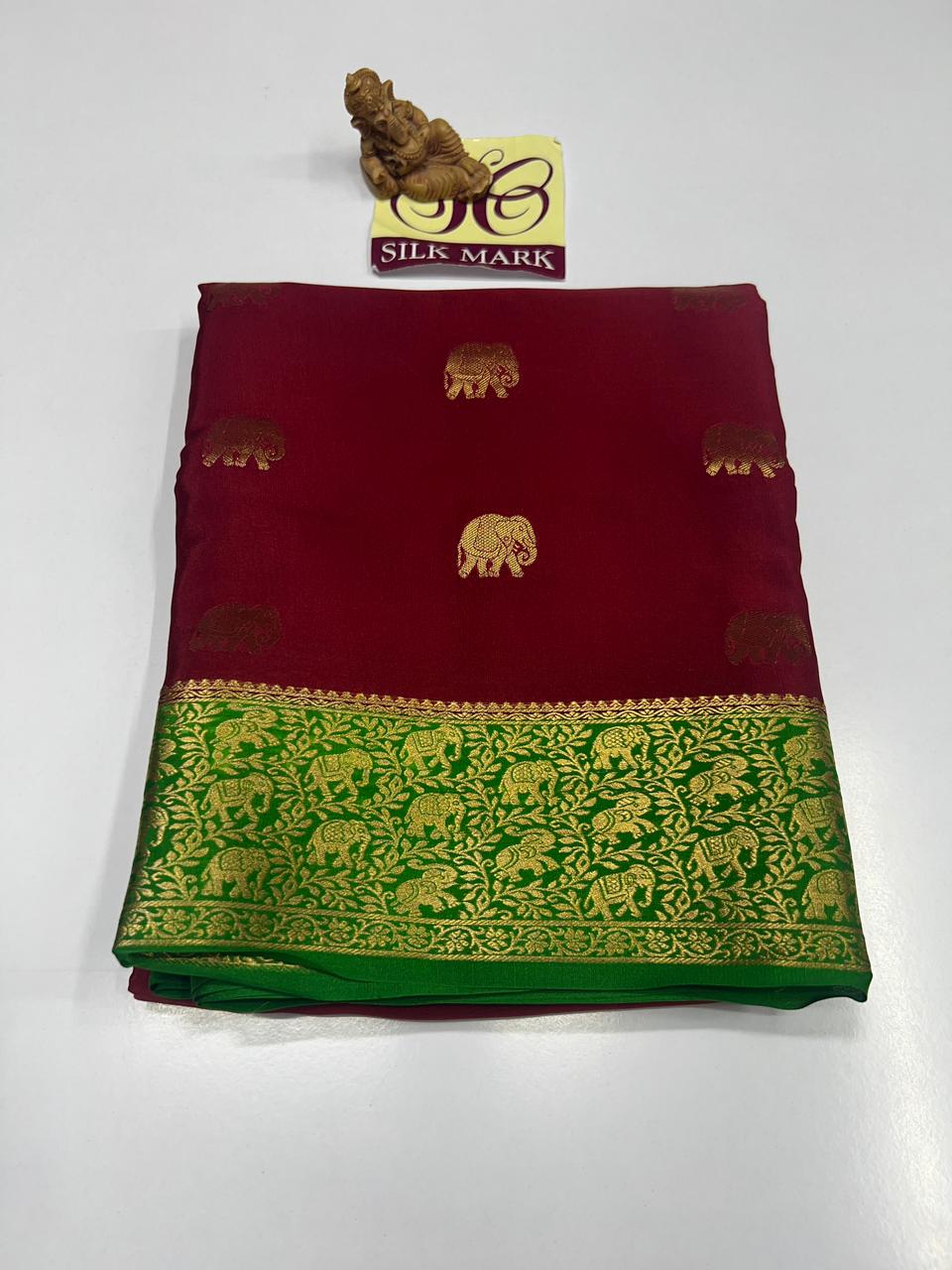 PURE MYSORE CREPE SILK WITH EMBROIDERY SAREE WITH BLOUSE PIECE - SK-545-PMCSWESWBP