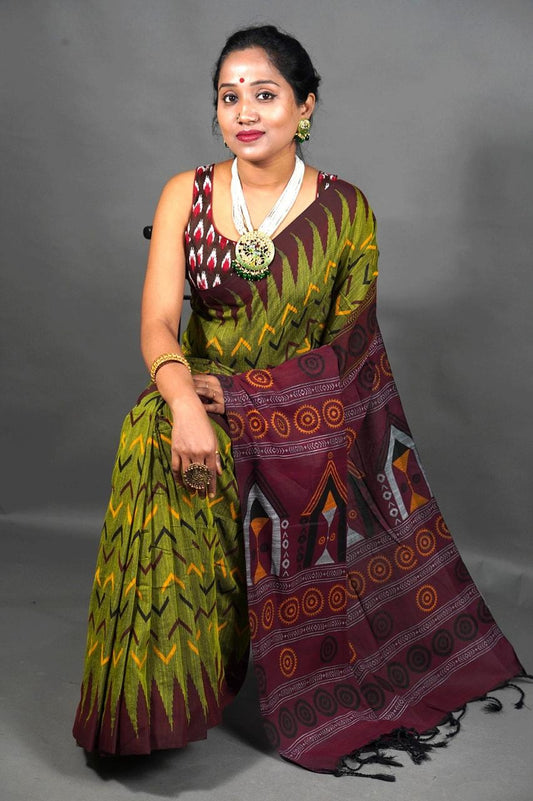 SAMBALPURI COTTON PRINT SAREE - SK-597-SCPS