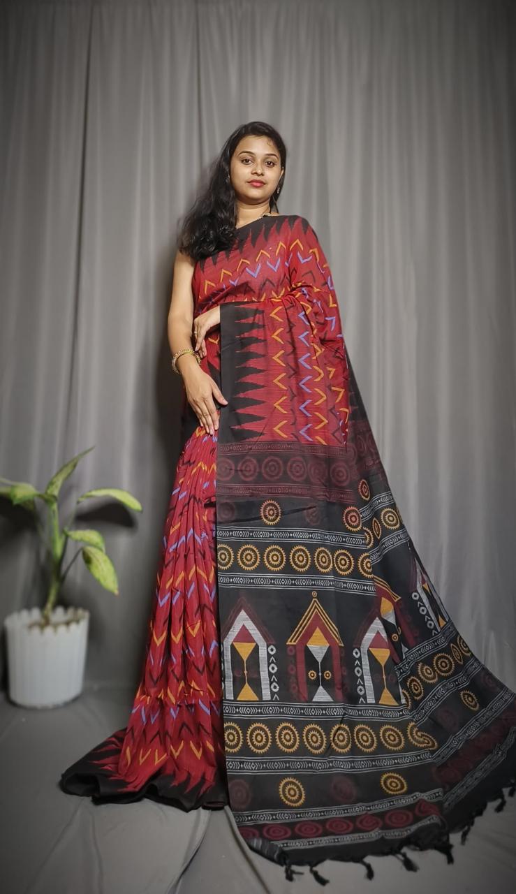 SAMBALPURI COTTON PRINT SAREE - SK-599-SCPS