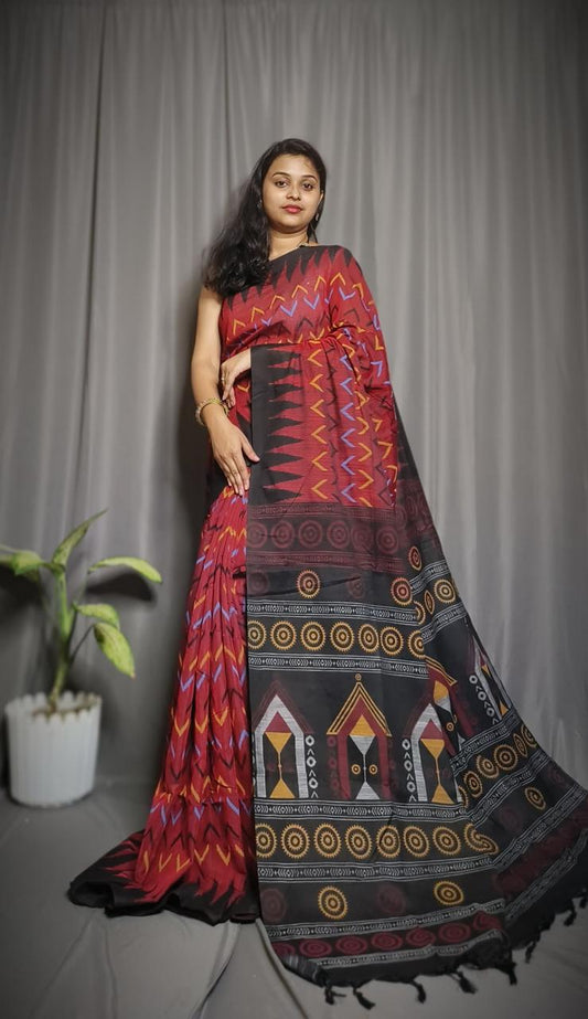 SAMBALPURI COTTON PRINT SAREE - SK-599-SCPS