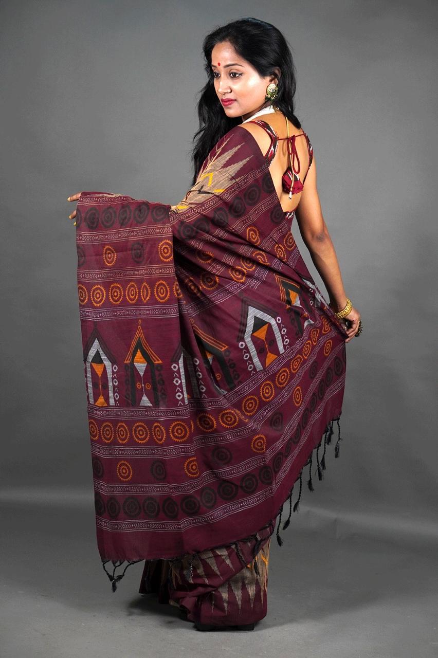 SAMBALPURI COTTON PRINT SAREE - SK-604-SCPS