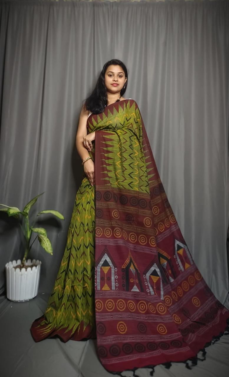 SAMBALPURI COTTON PRINT SAREE - SK-607-SCPS