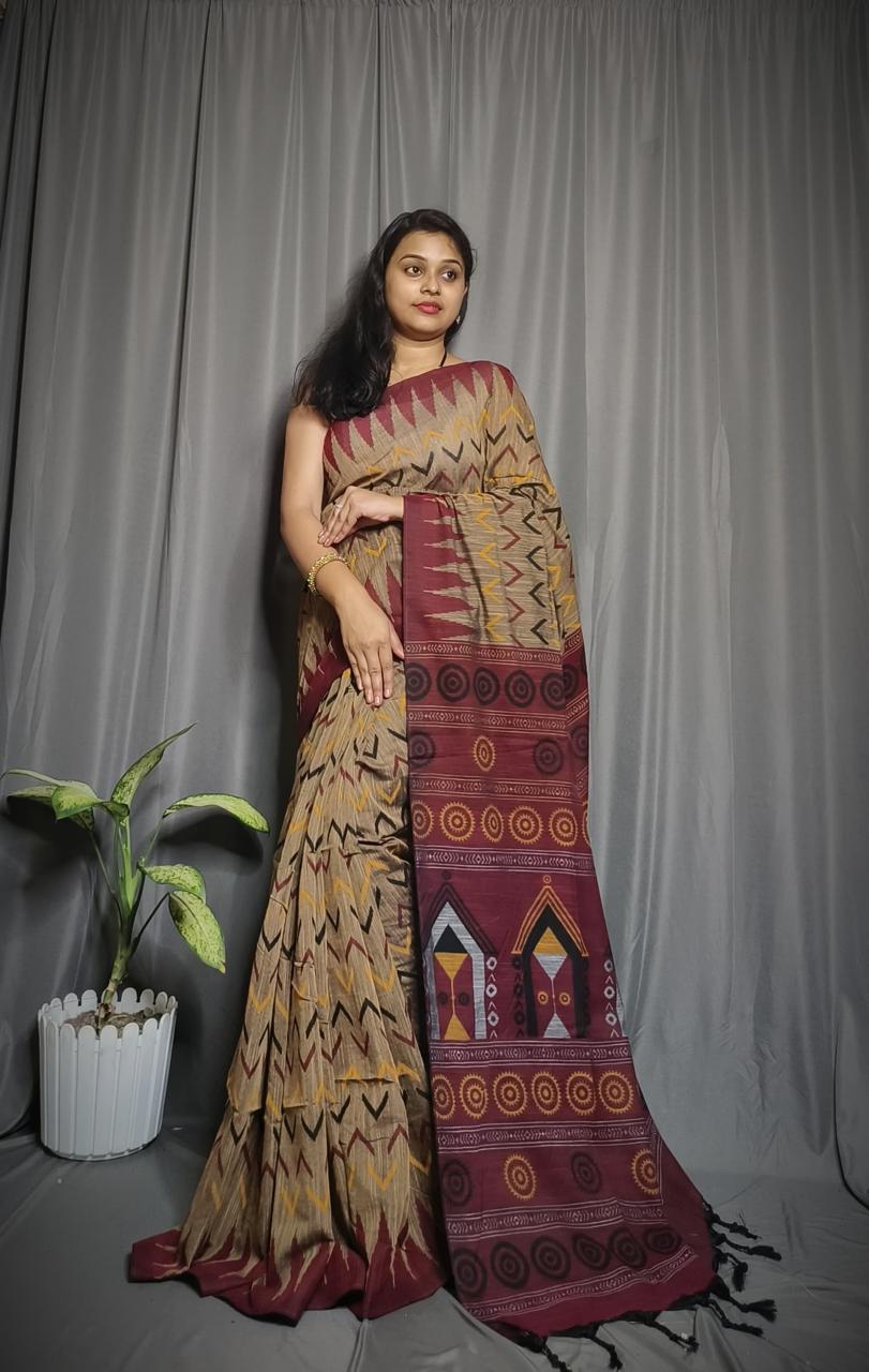 SAMBALPURI COTTON PRINT SAREE - SK-606-SCPS