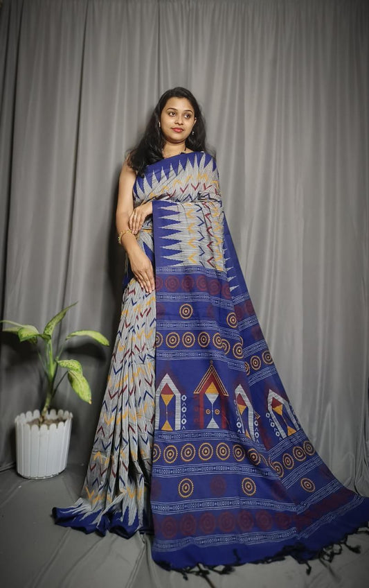 SAMBALPURI COTTON PRINT SAREE - SK-609-SCPS