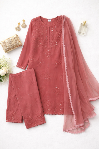 Indo Arabic 3 Piece suit-dusty rose(xl)