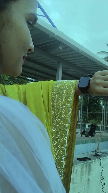 🟡 Mustard Yellow Bling Saree