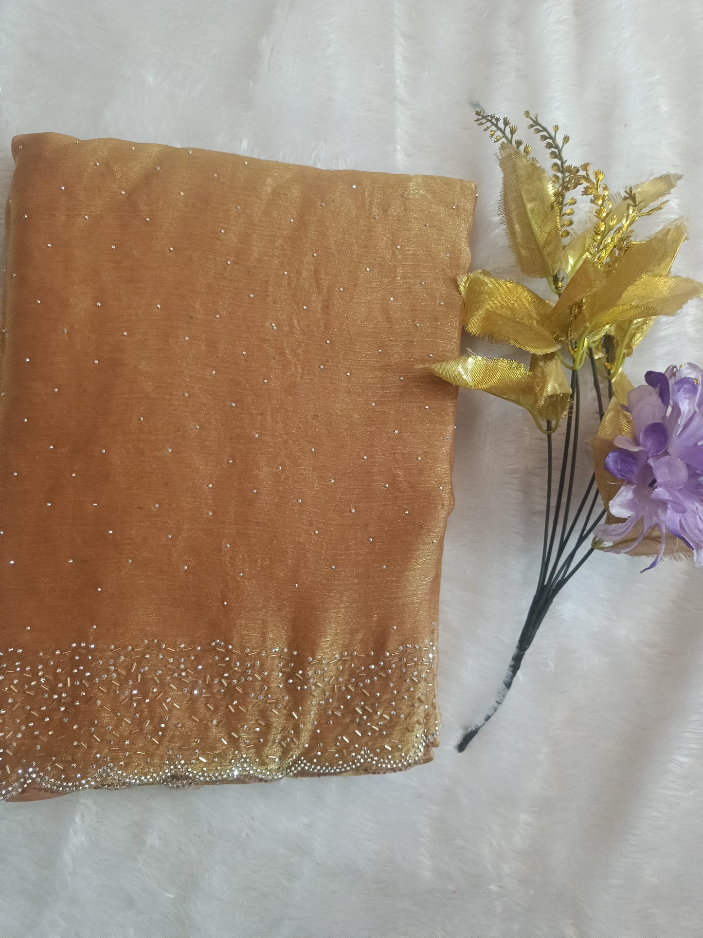 BLING BORDER REPLICA SAREES(orange gold)