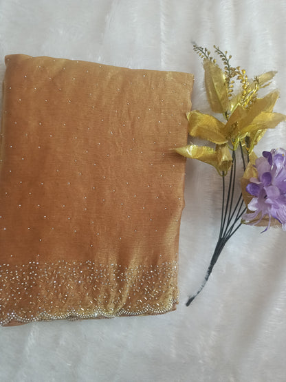 BLING BORDER REPLICA SAREES(orange gold)