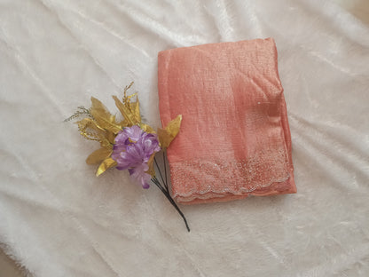 BLING BORDER REPLICA SAREES(peach pink)