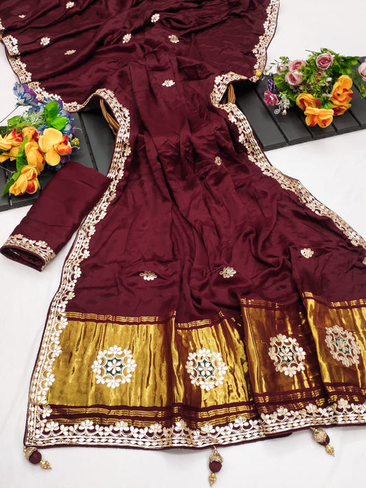 BROWN REGAL GAJJI SILK SAREE - SK-38-BRGSS