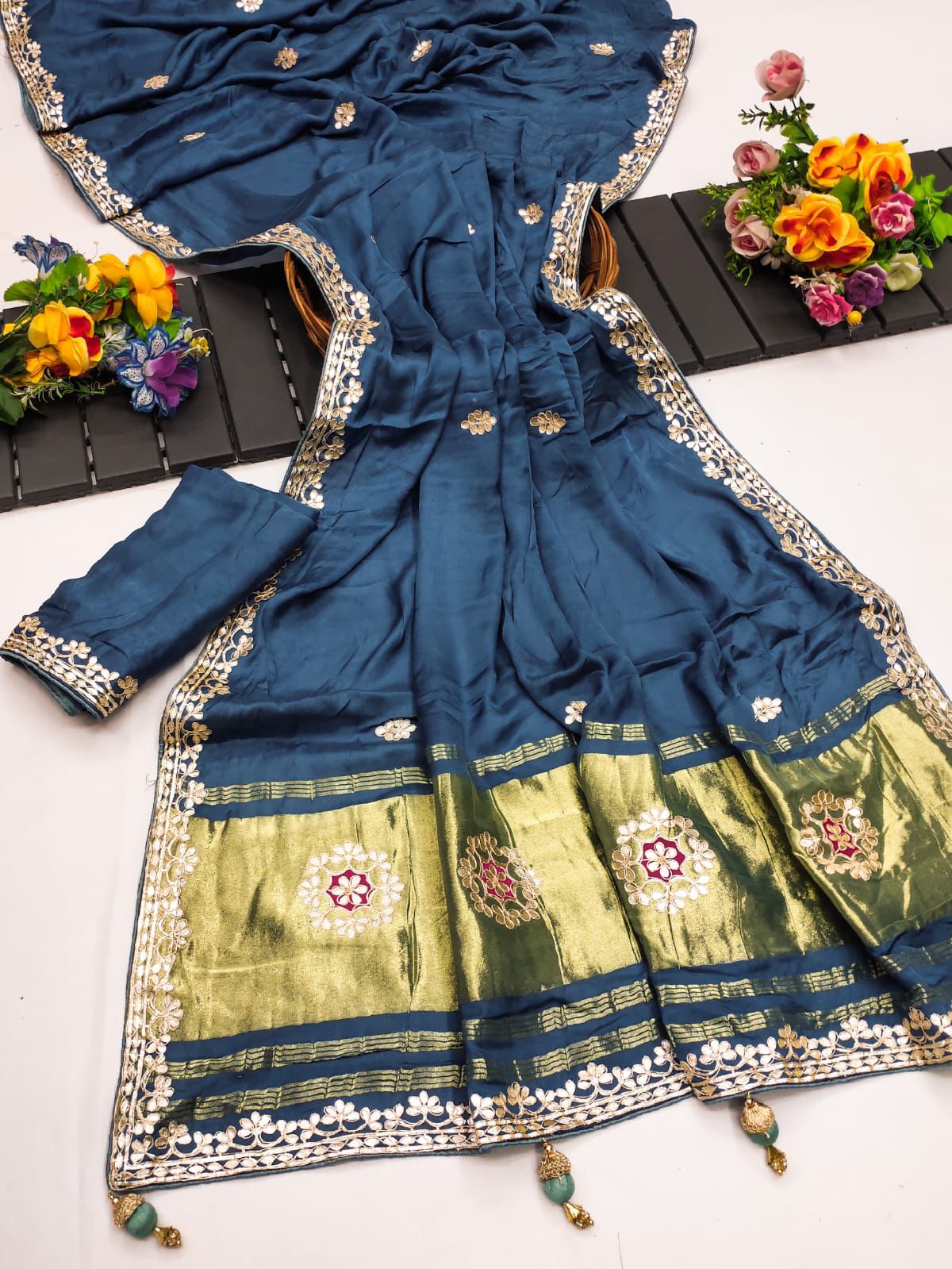 BLUE REGAL GAJJI SILK SAREE - SK-39-BRGSS