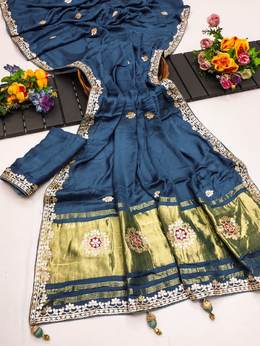 BLUE REGAL GAJJI SILK SAREE - SK-39-BRGSS