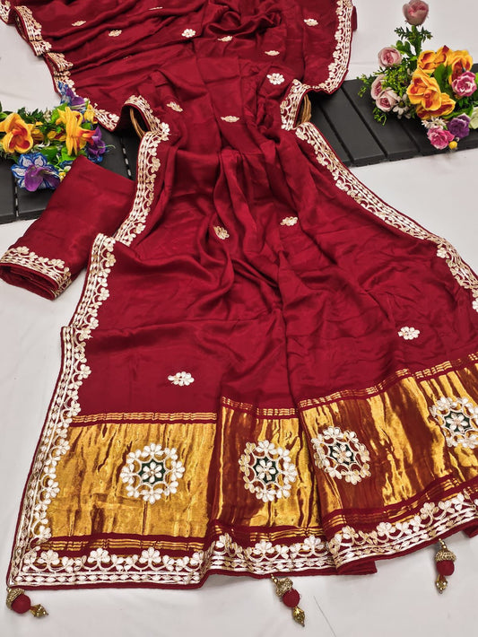 RED REGAL GAJJI SILK SAREE - SK-41-RRGSS