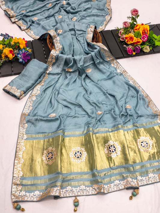 BLUE REGAL GAJJI SILK SAREE - SK-42-BRGSS