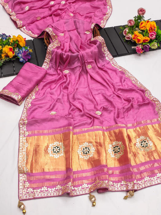 BABY PINK REGAL GAJJI SILK SAREE - SK-32-BPRGSS