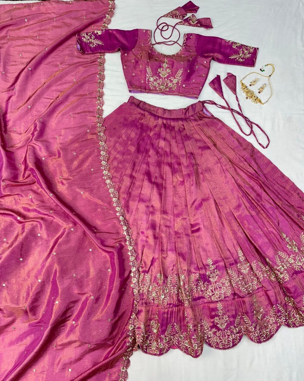 Designer Tissue Lehenga - Image 3