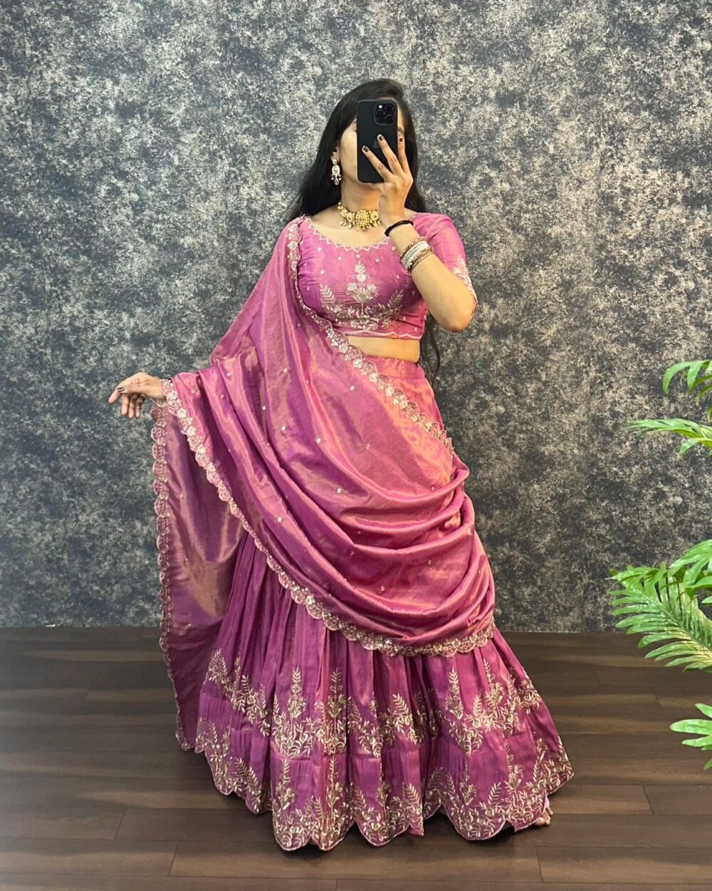 Designer Tissue Lehenga - Image 4